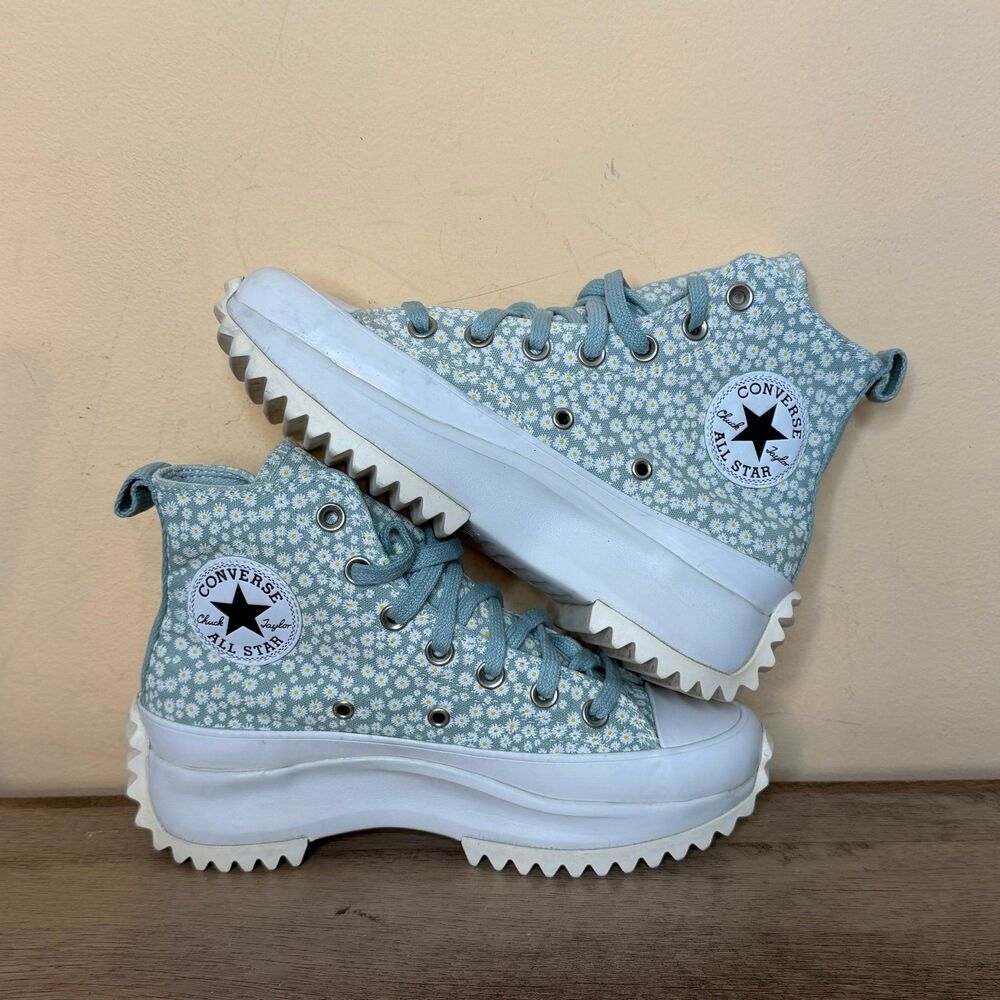 Converse Run Star Hike High Top platform sneakers Daisy floral size 6.5 shoes